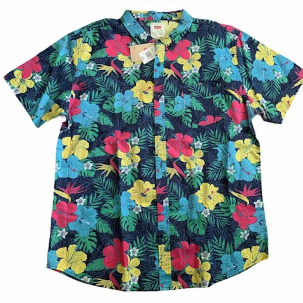 Levi's Hawaiian Floral Short Sleeves Button Down  Shirt Size XXL